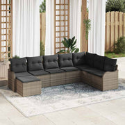 Conjunto de Sofá de Jardim 8 pcs Cinzeto Rattan Sintético