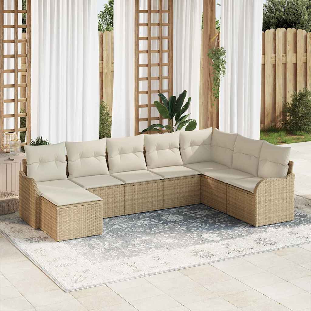 Conjunto de Sofá de Jardim 8 pcs bege e branco Rattan Sintético