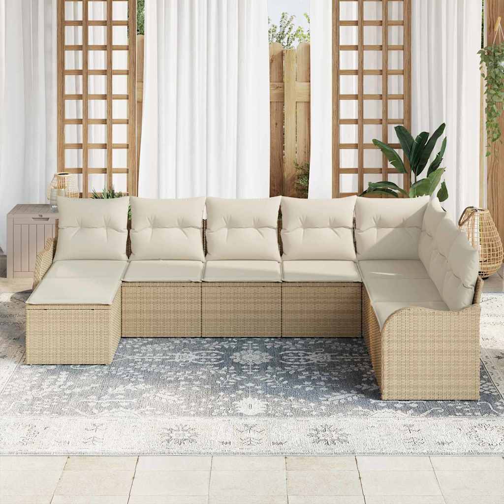 Conjunto de Sofá de Jardim 8 pcs bege e branco Rattan Sintético