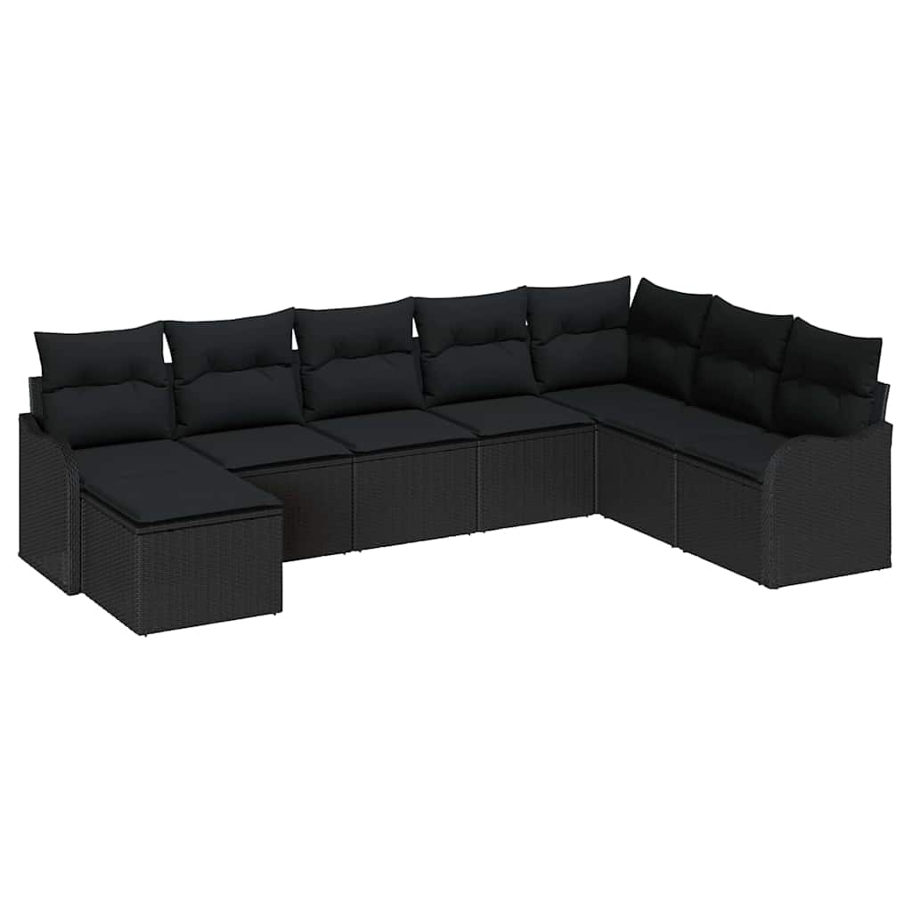 Conjunto de Sofá de Jardim 8 pcs Preto Rattan Sintético