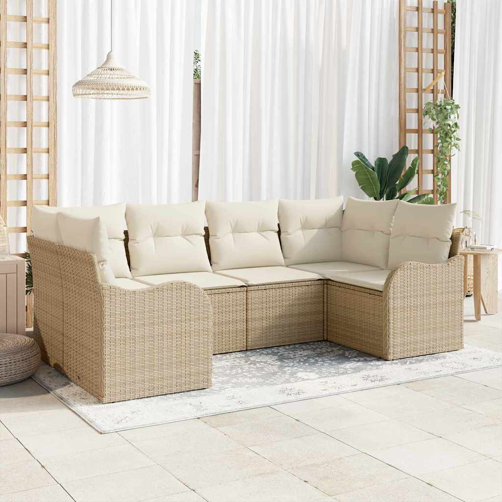 Conjunto de Sofá de Jardim 6 pcs bege e branco Rattan Sintético