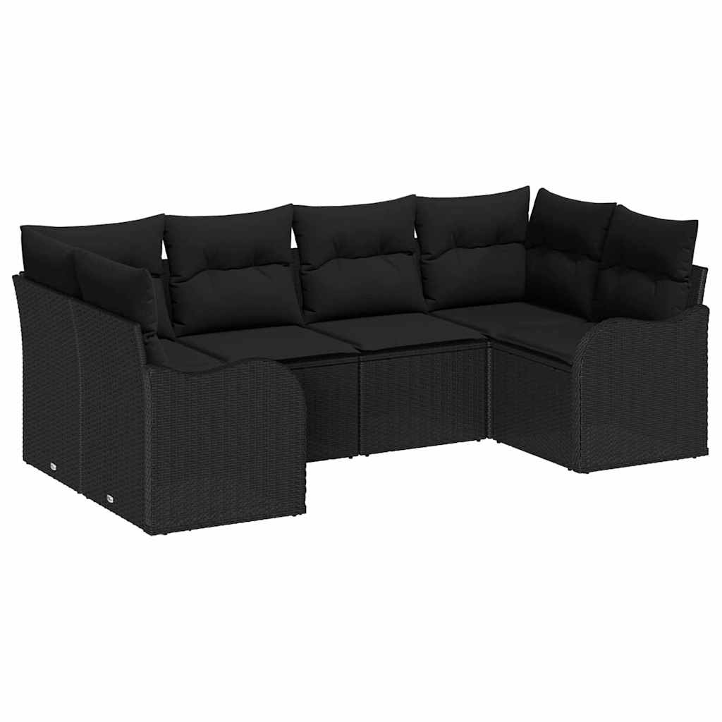 Conjunto de Sofá de Jardim 6 pcs Preto Rattan Sintético