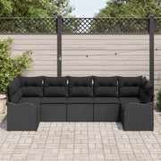 Conjunto de Sofá de Jardim 7 pcs Preto Rattan Sintético