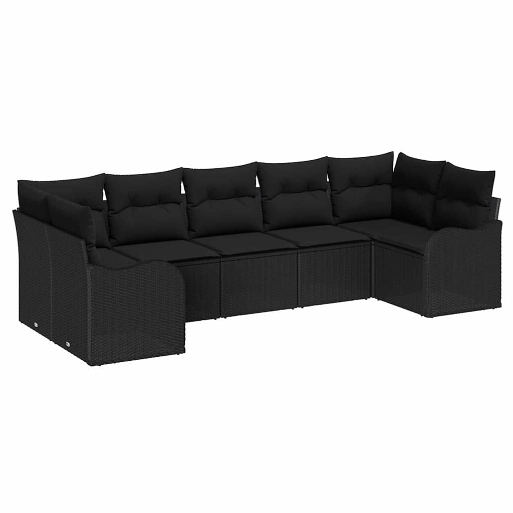 Conjunto de Sofá de Jardim 7 pcs Preto Rattan Sintético