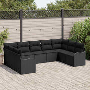 Conjunto de Sofá de Jardim 9 pcs Preto vime PE