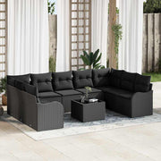 Conjunto de Sofá de Jardim 10 pcs Preto Rattan Sintético