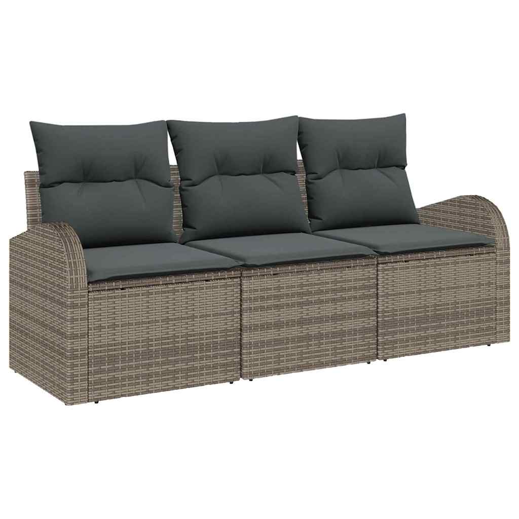Conjunto de Sofá de Jardim 3 pcs Cinzeto Rattan Sintético