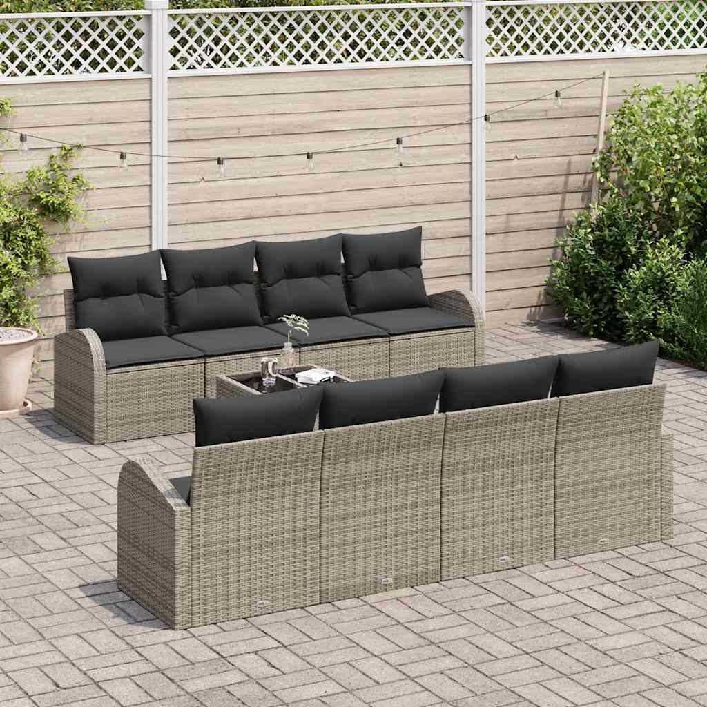 Conjunto de Sofá de Jardim 9 pcs Cinzeto vime PE