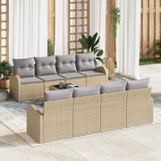 Conjunto de Sofá de Jardim com almofada 9 pcs Bege e Cinza