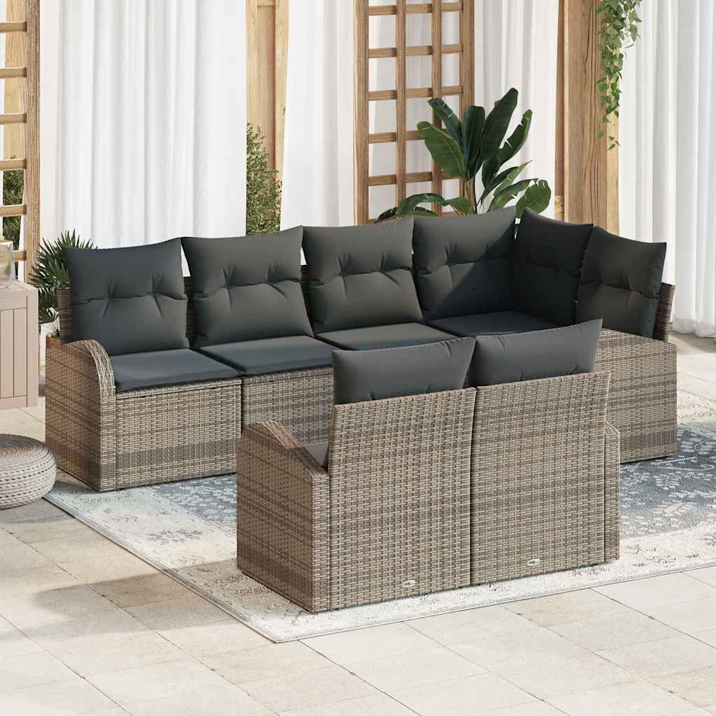Conjunto de Sofá de Jardim 7 pcs Cinzeto Rattan Sintético