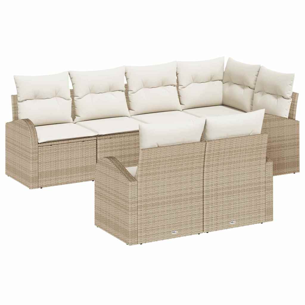 Conjunto de Sofá de Jardim 7 pcs bege e branco Rattan Sintético