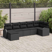 Conjunto de Sofá de Jardim 7 pcs Preto Rattan Sintético