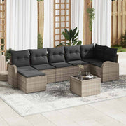 Conjunto de Sofá de Jardim 8 pcs Cinzeto Rattan Sintético
