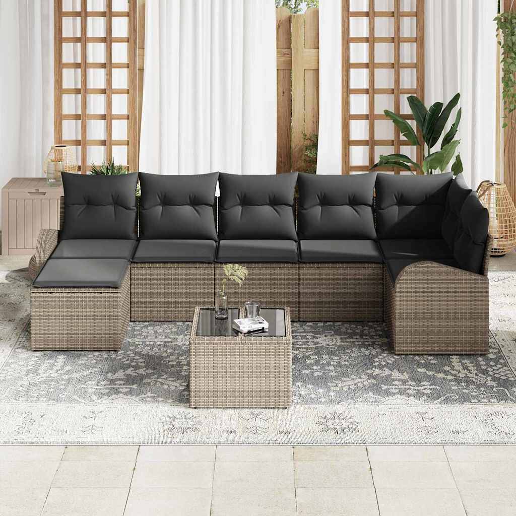 Conjunto de Sofá de Jardim 8 pcs Cinzeto Rattan Sintético