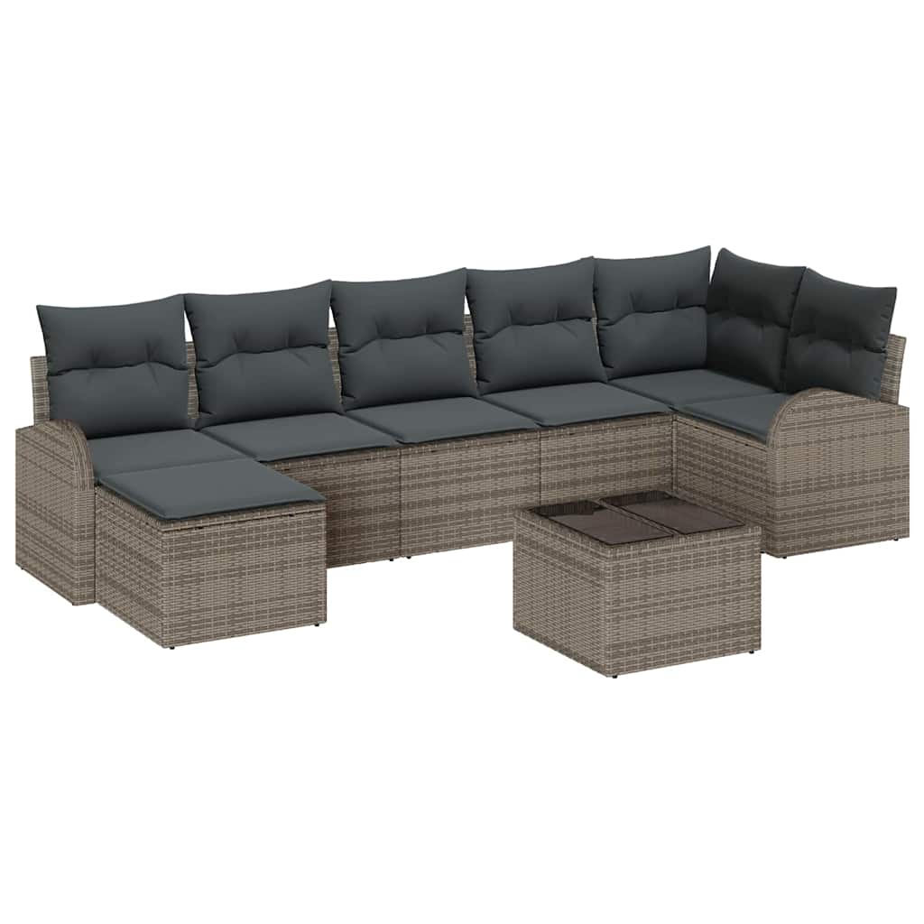 Conjunto de Sofá de Jardim 8 pcs Cinzeto Rattan Sintético