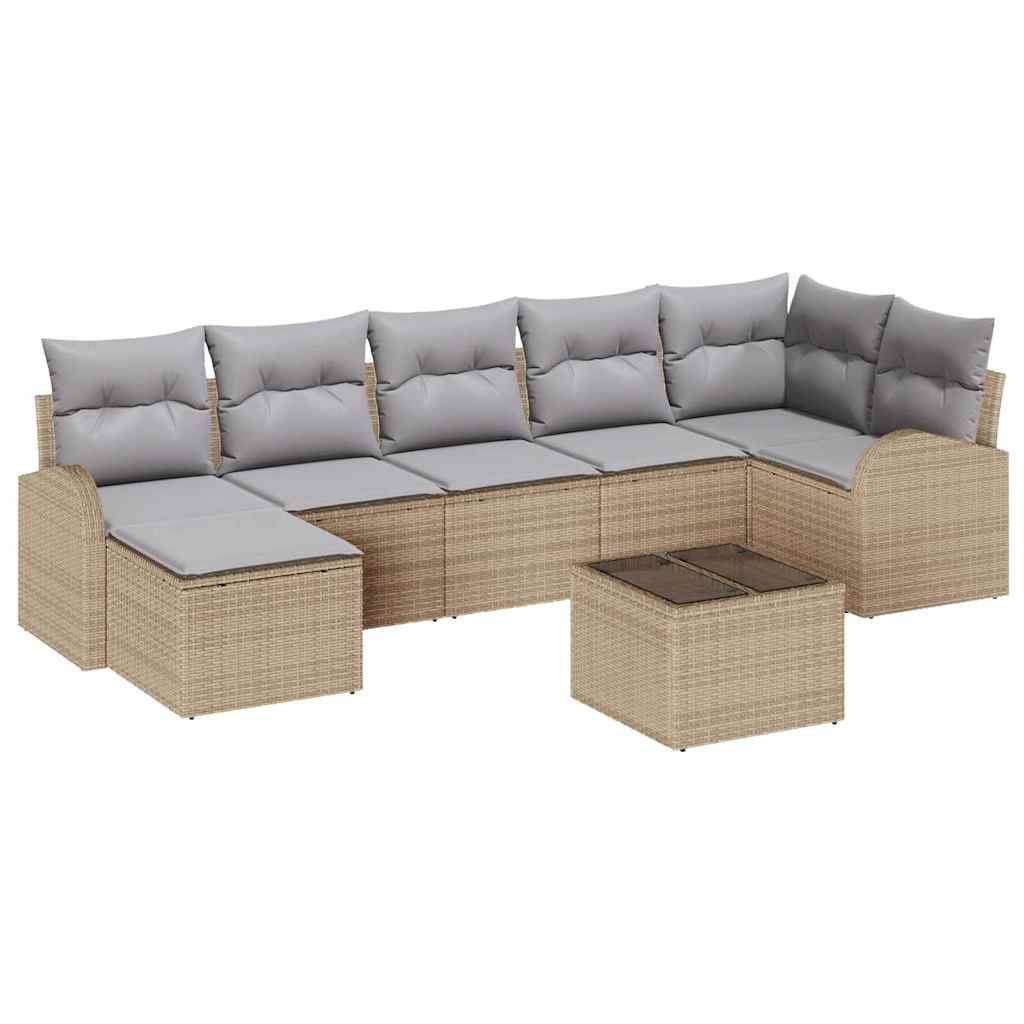 Conjunto de Sofá de Jardim 8 pcs Bege Rattan Sintético