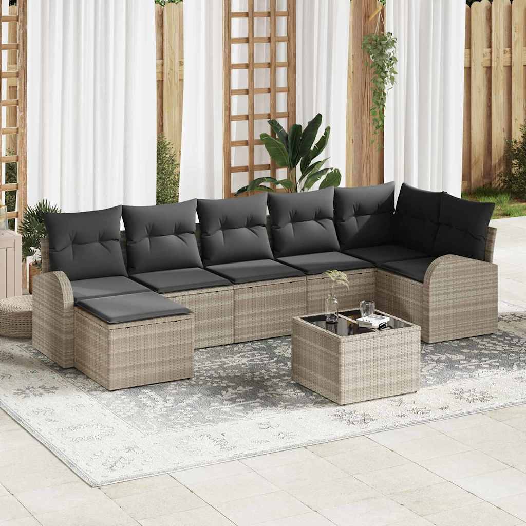 Conjunto de Sofá de Jardim 8 pcs Cinzento-claro