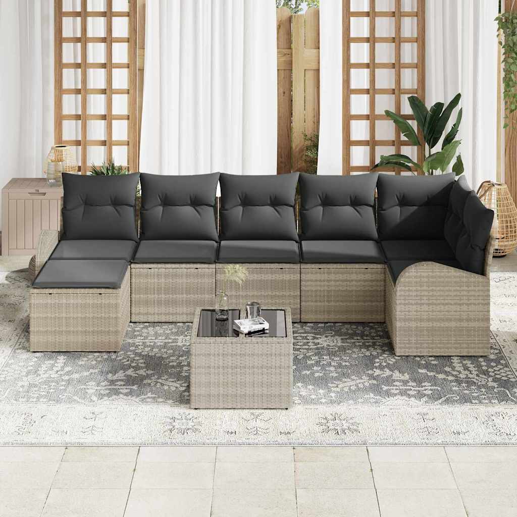 Conjunto de Sofá de Jardim 8 pcs Cinzento-claro
