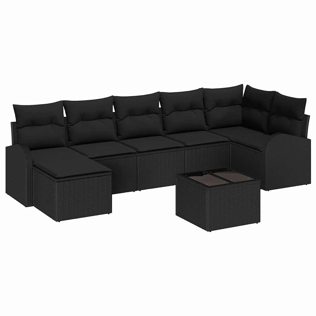 Conjunto de Sofá de Jardim 8 pcs Preto Rattan Sintético