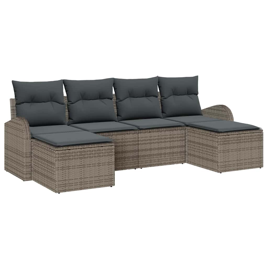 Conjunto de Sofá de Jardim 6 pcs Cinzeto Rattan Sintético