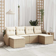 Conjunto de Sofá de Jardim 6 pcs bege e branco Rattan Sintético
