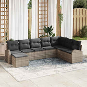 Conjunto de Sofá de Jardim 8 pcs Cinzeto Rattan Sintético