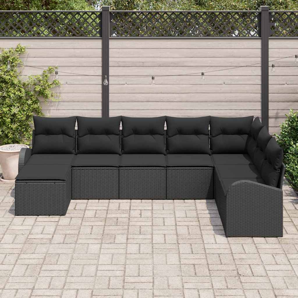 Conjunto de Sofá de Jardim 8 pcs Preto Rattan Sintético