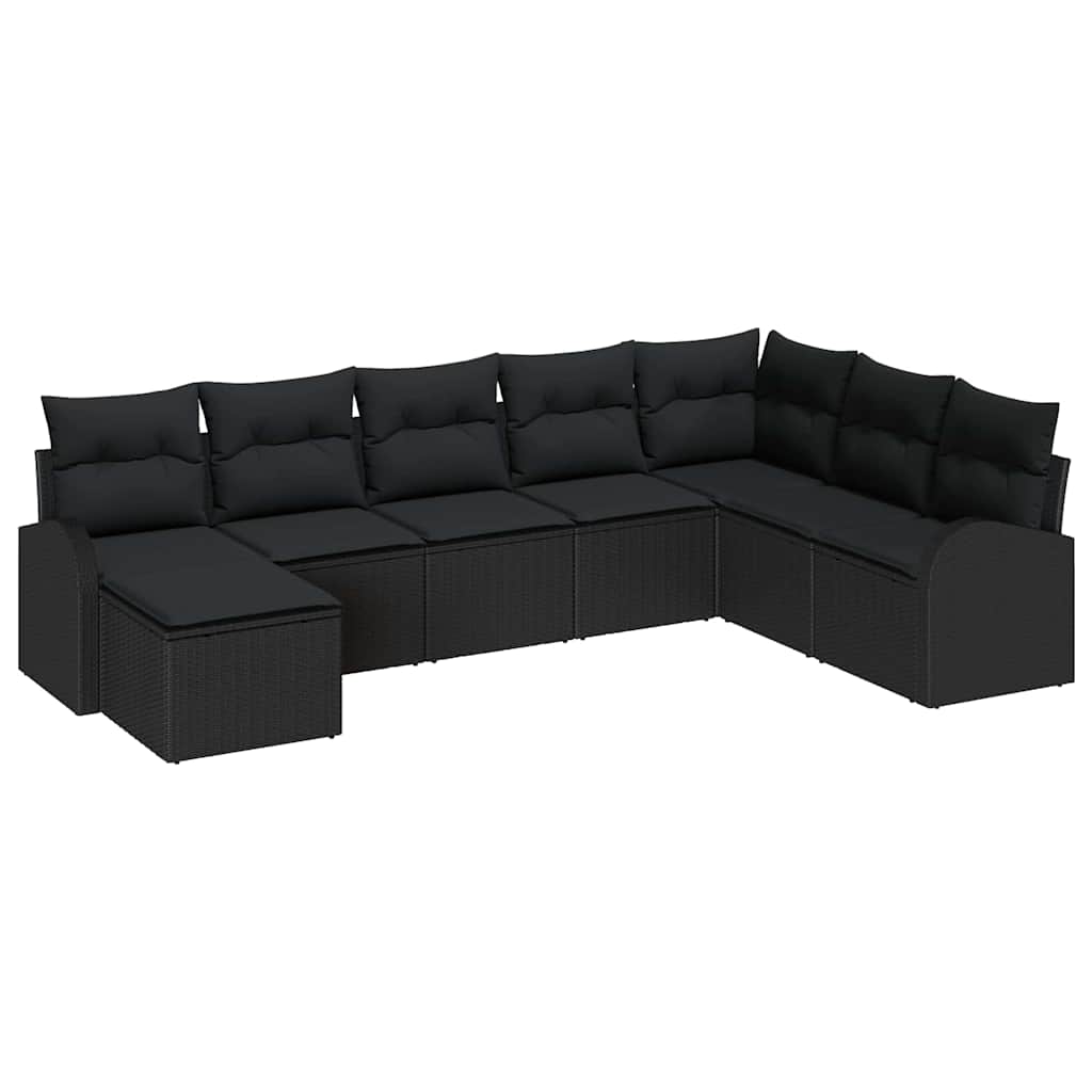 Conjunto de Sofá de Jardim 8 pcs Preto Rattan Sintético