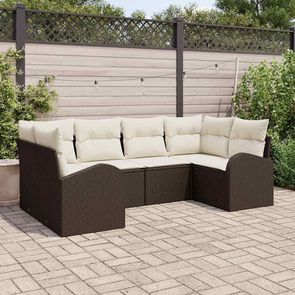 Conjunto de Sofá de Jardim 6 pcs Castanho Rattan Sintético