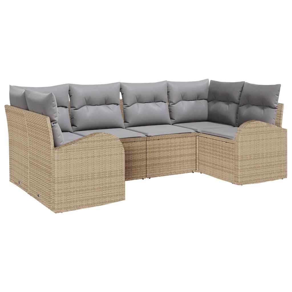 Conjunto de Sofá de Jardim 6 pcs Bege Rattan Sintético