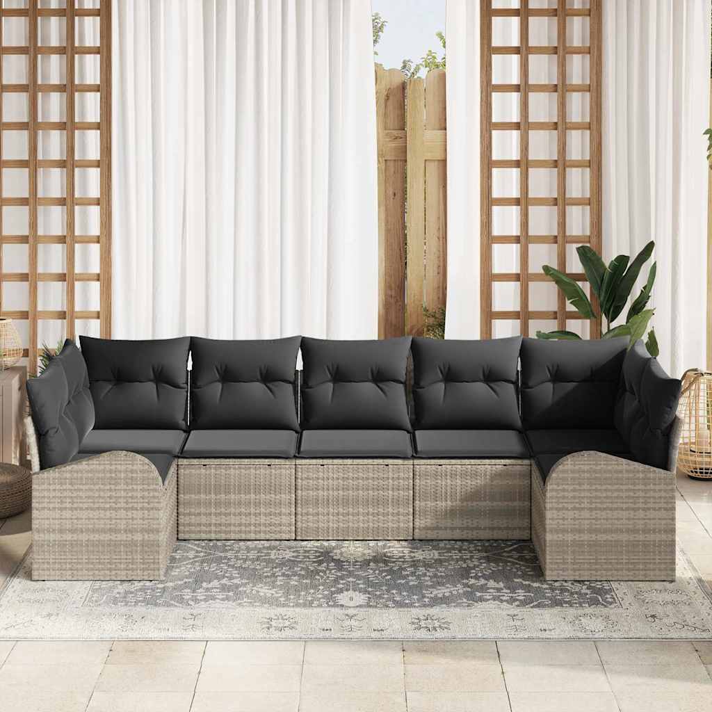 Conjunto de Sofá de Jardim com almofada 7 pcs Cinzento-claro