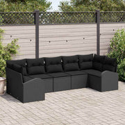 Conjunto de Sofá de Jardim 7 pcs Preto Rattan Sintético