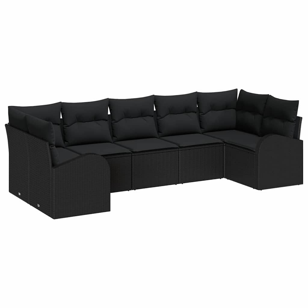 Conjunto de Sofá de Jardim 7 pcs Preto Rattan Sintético