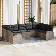 Conjunto de Sofá de Jardim 9 pcs Cinzeto Rattan Sintético