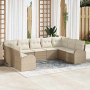 Conjunto de Sofá de Jardim 9 pcs bege e branco Rattan Sintético