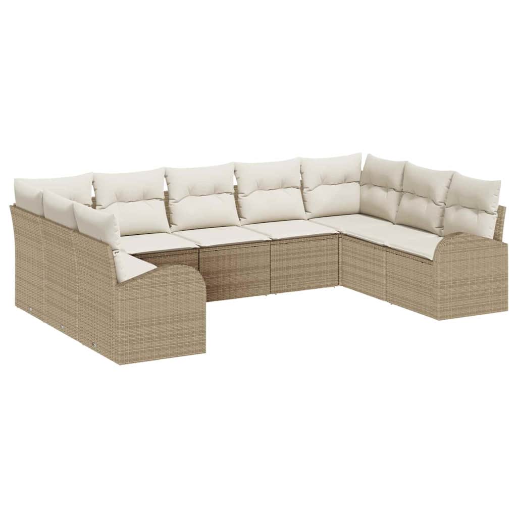 Conjunto de Sofá de Jardim 9 pcs bege e branco Rattan Sintético