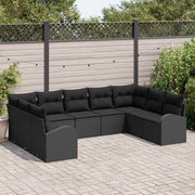 Conjunto de Sofá de Jardim 9 pcs Preto Rattan Sintético