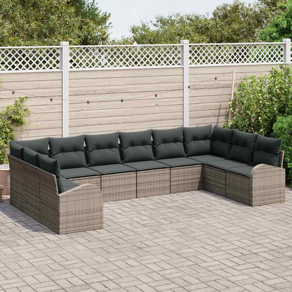 Conjunto de Sofá de Jardim com almofada 10 pcs Cinzeto