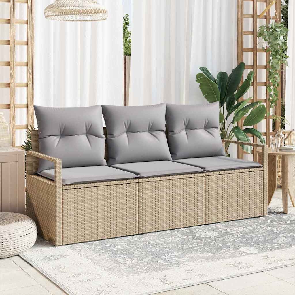 Conjunto de Sofá de Jardim 3 pcs Bege e Cinza Claro