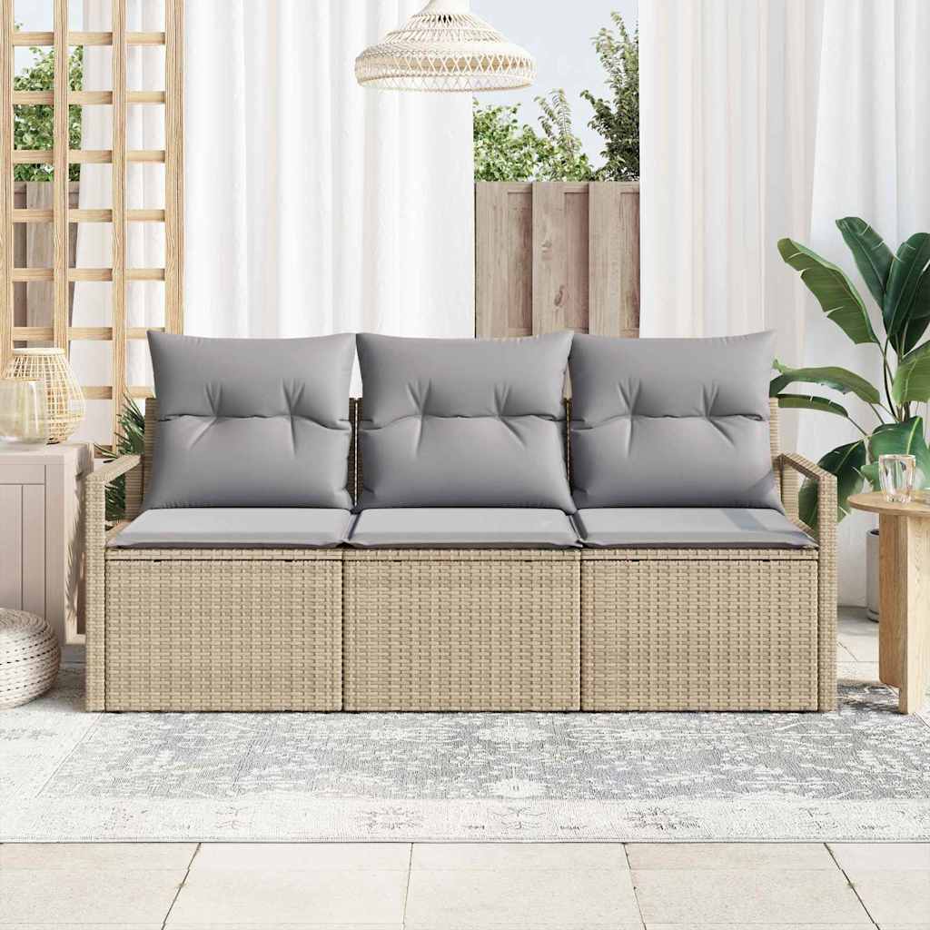 Conjunto de Sofá de Jardim 3 pcs Bege e Cinza Claro