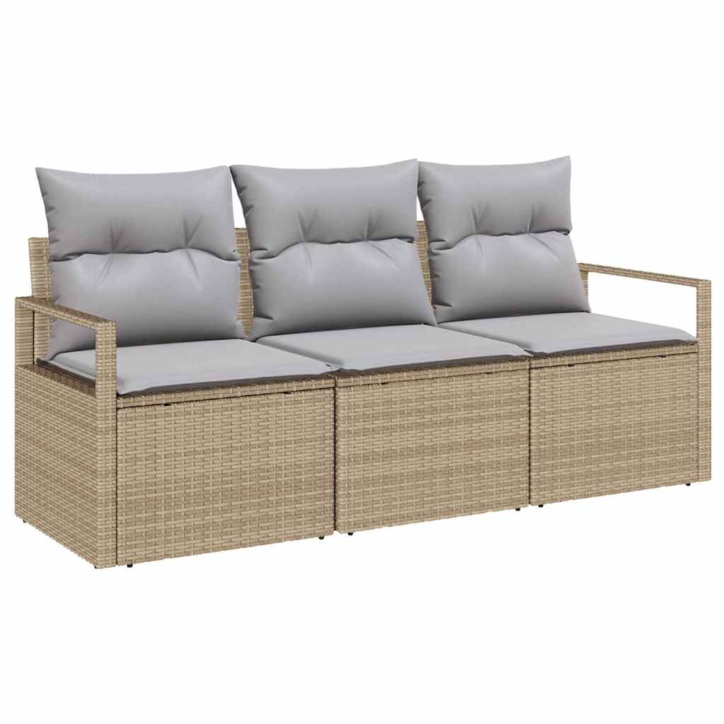 Conjunto de Sofá de Jardim 3 pcs Bege e Cinza Claro