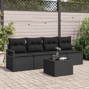 Conjunto de Sofá de Jardim Manual 5 pcs Preto 55 x 55 x 37 cm