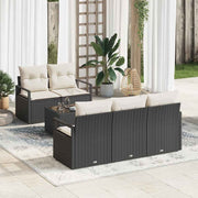 Conjunto de Sofá de Jardim 6 pcs Preto e Creme 55 x 55 x 37 cm
