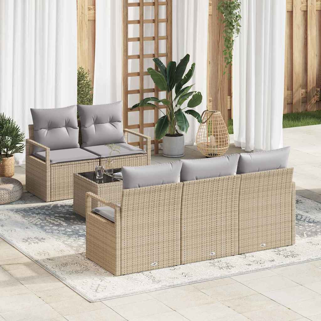 Conjunto de Sofá de Jardim com almofada 6 pcs Bege e Cinza