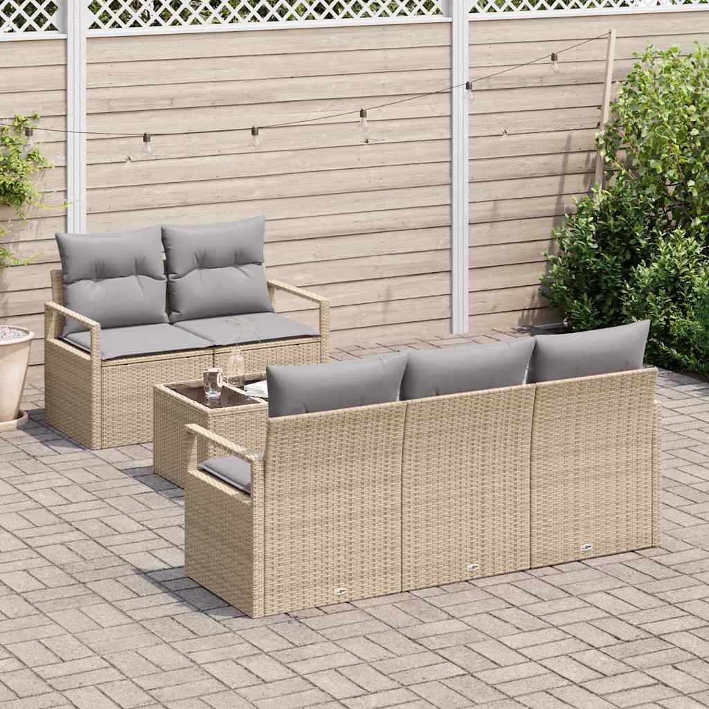 Conjunto de Sofá de Jardim com almofada 6 pcs Bege e Cinza