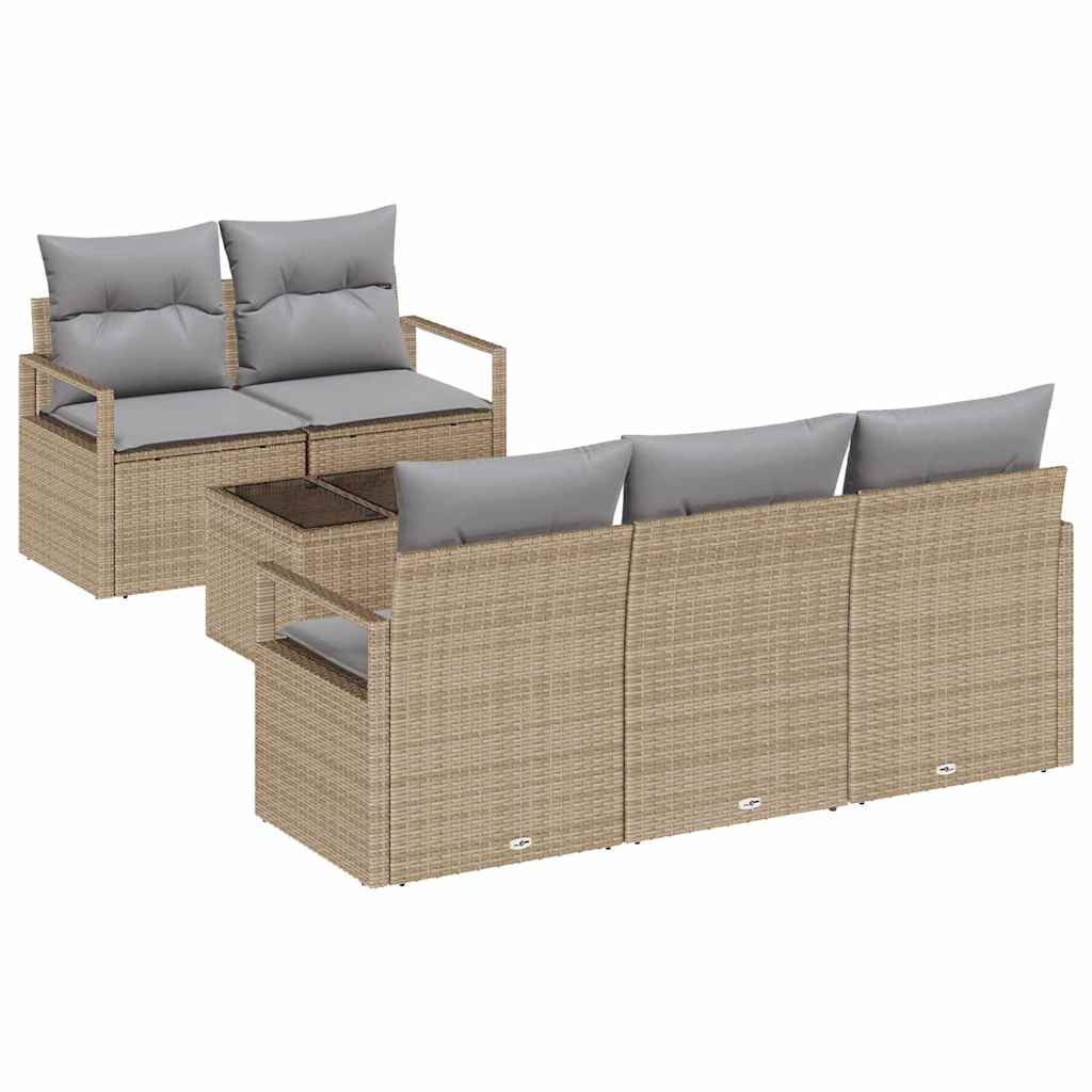 Conjunto de Sofá de Jardim com almofada 6 pcs Bege e Cinza