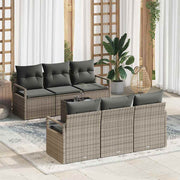 Conjunto de Sofá de Jardim 7 pcs Cinzeto Rattan e Aço e Vidro
