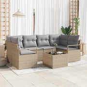 Conjunto de Sofá de Jardim 7 pcs Bege e Cinza 55 x 55 x 37 cm