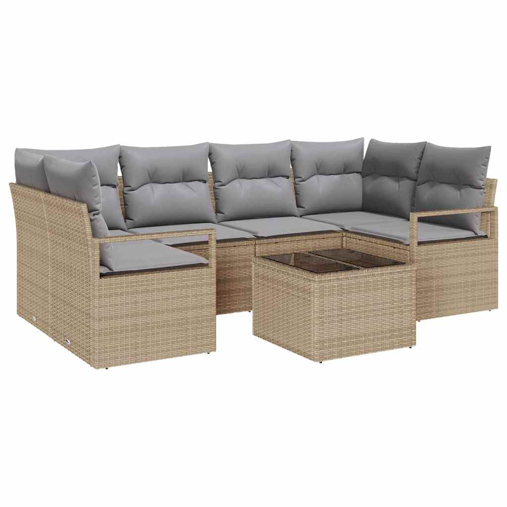 Conjunto de Sofá de Jardim 7 pcs Bege e Cinza 55 x 55 x 37 cm