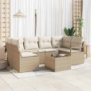 Conjunto de Sofá de Jardim 7 pcs Bege e Creme 55 x 55 x 37 cm